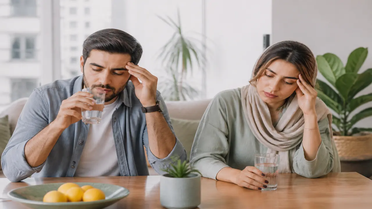 نمای کلی علائم مختلف کم‌آبی بدن در یک فرد