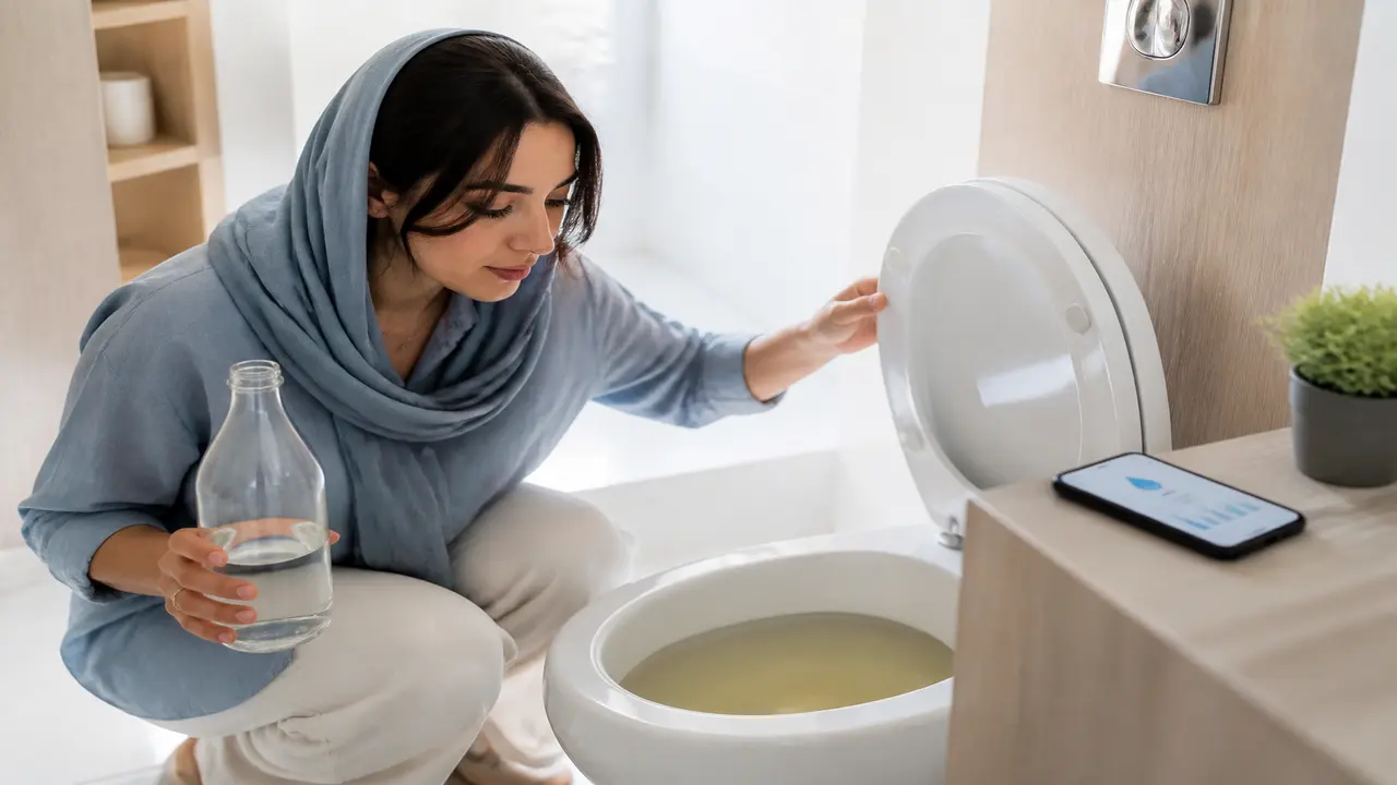 کنترل میزان آب روزانه با توجه به تشنگی و رنگ ادرار