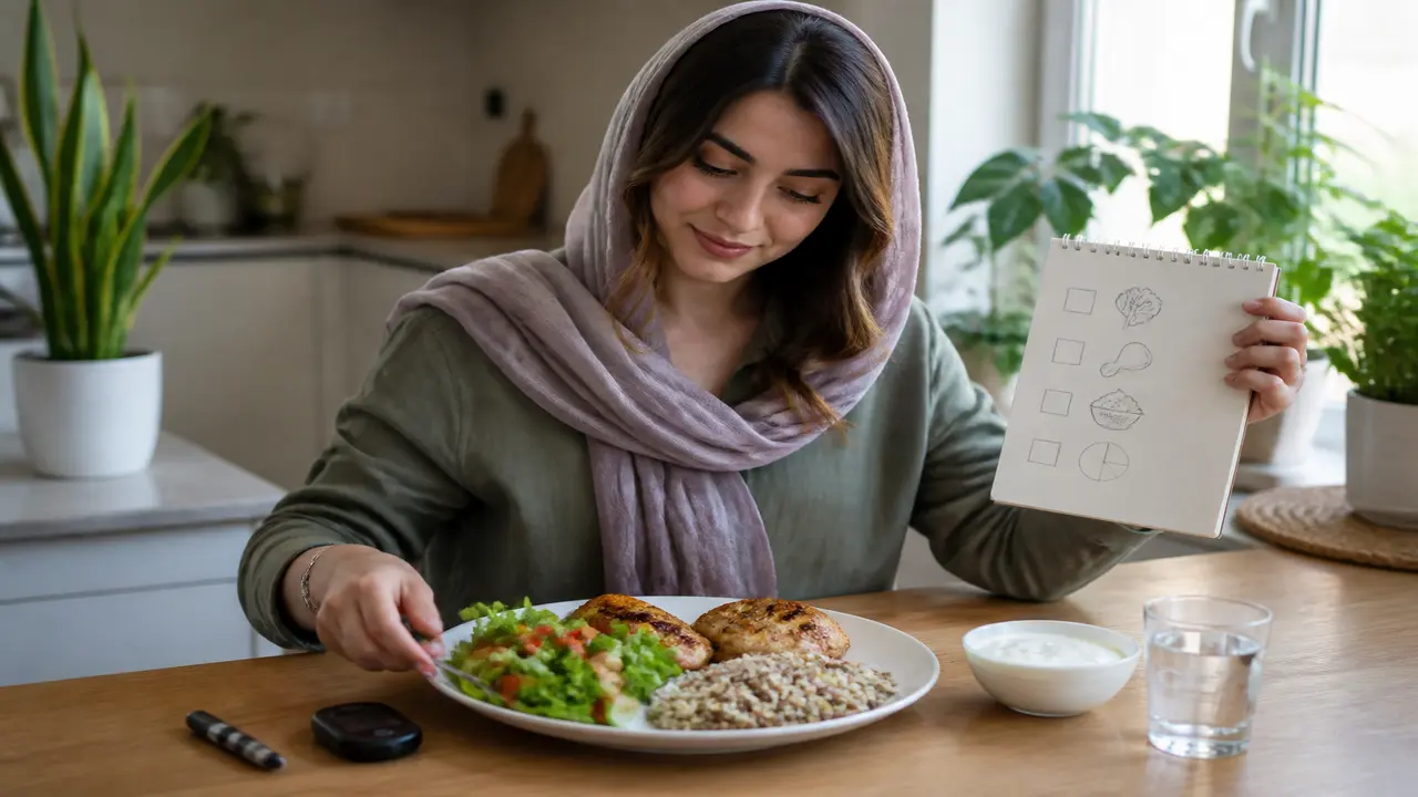 بشقاب متعادل ایرانی برای کنترل قند خون با توجه به شاخص گلایسمی