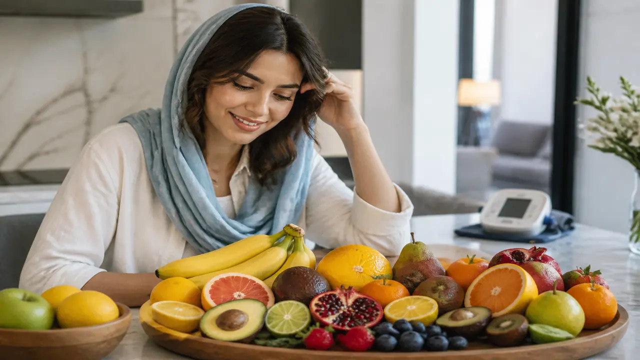 بشقاب متنوعی از میوه های مناسب فشار خون