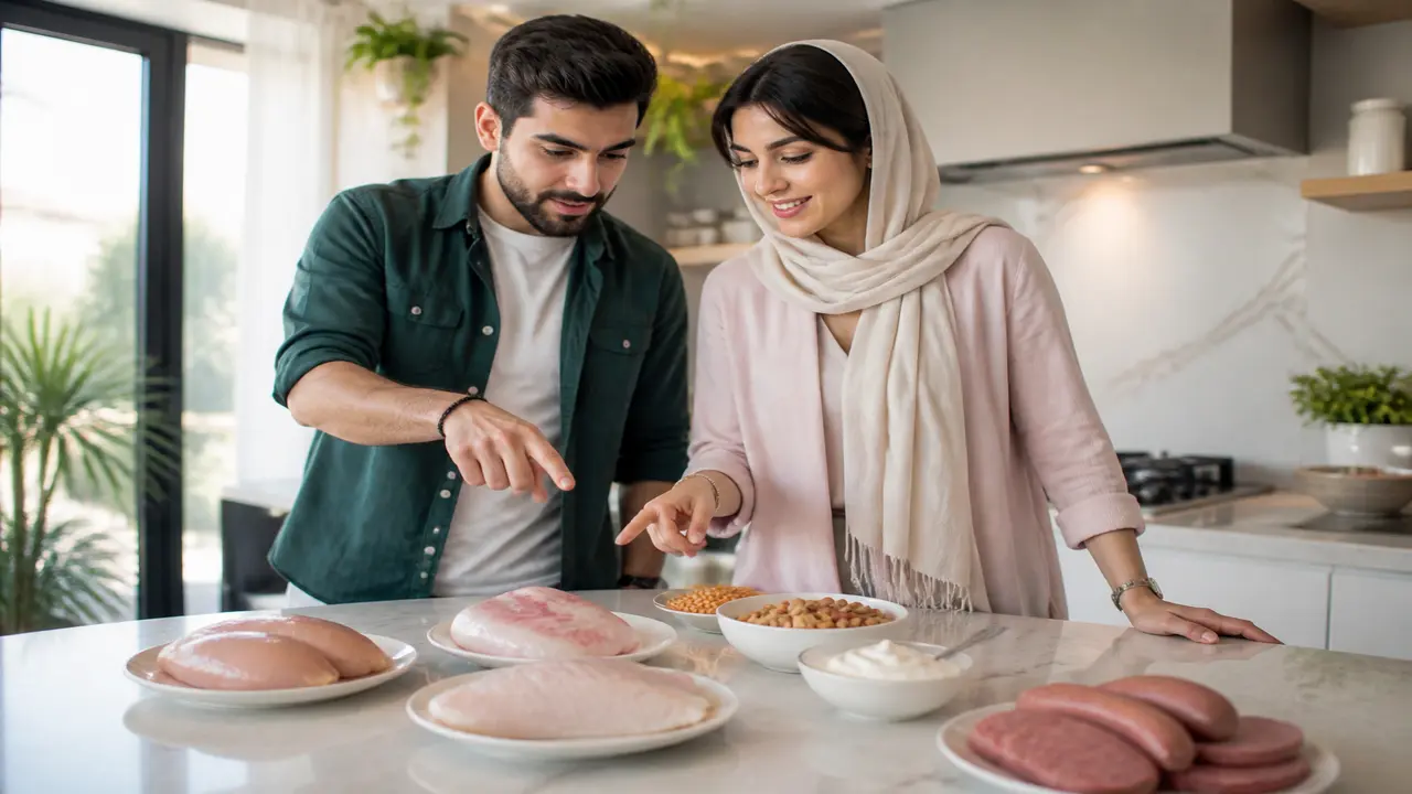 انتخاب بین چند منبع پروتئین روی میز بر اساس هدف تغذیه‌ای