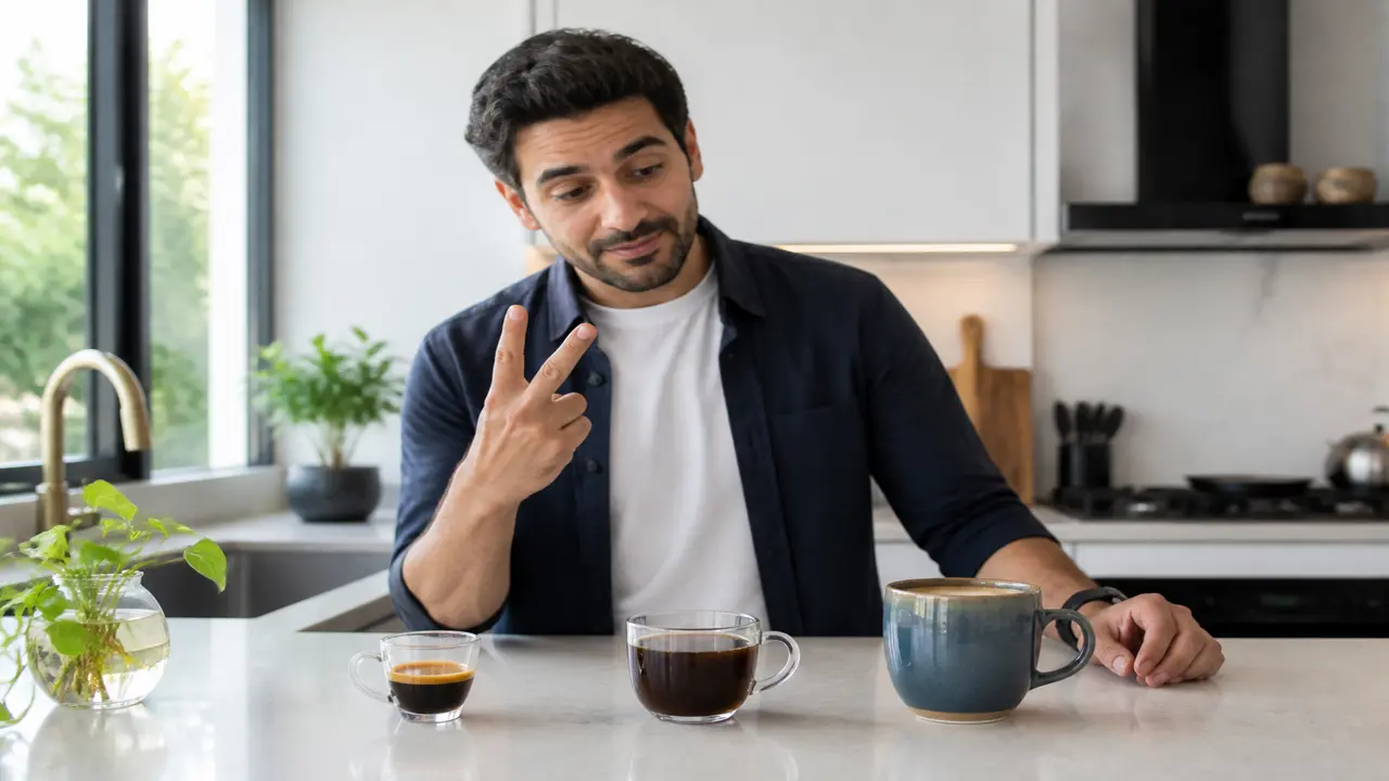 مقایسه بصری اندازه و تعداد فنجانهای قهوه در روز