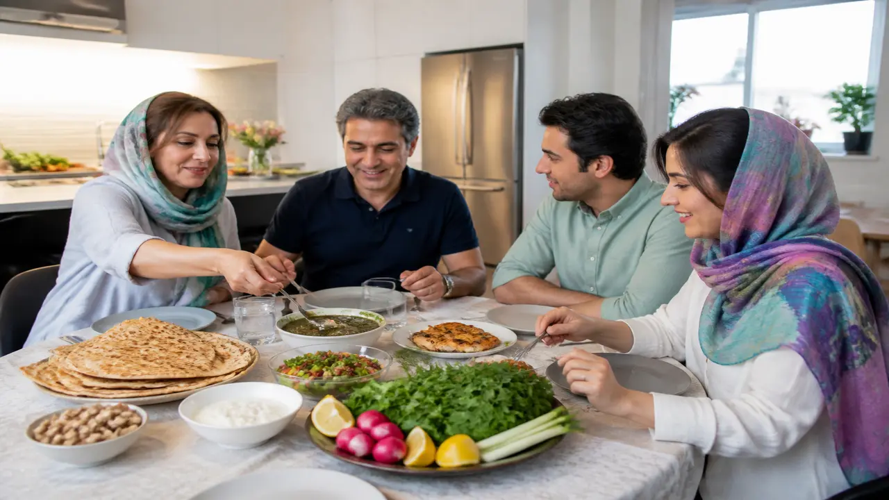 بشقاب غذای ایرانی بر اساس رژیم دش برای کنترل فشار خون