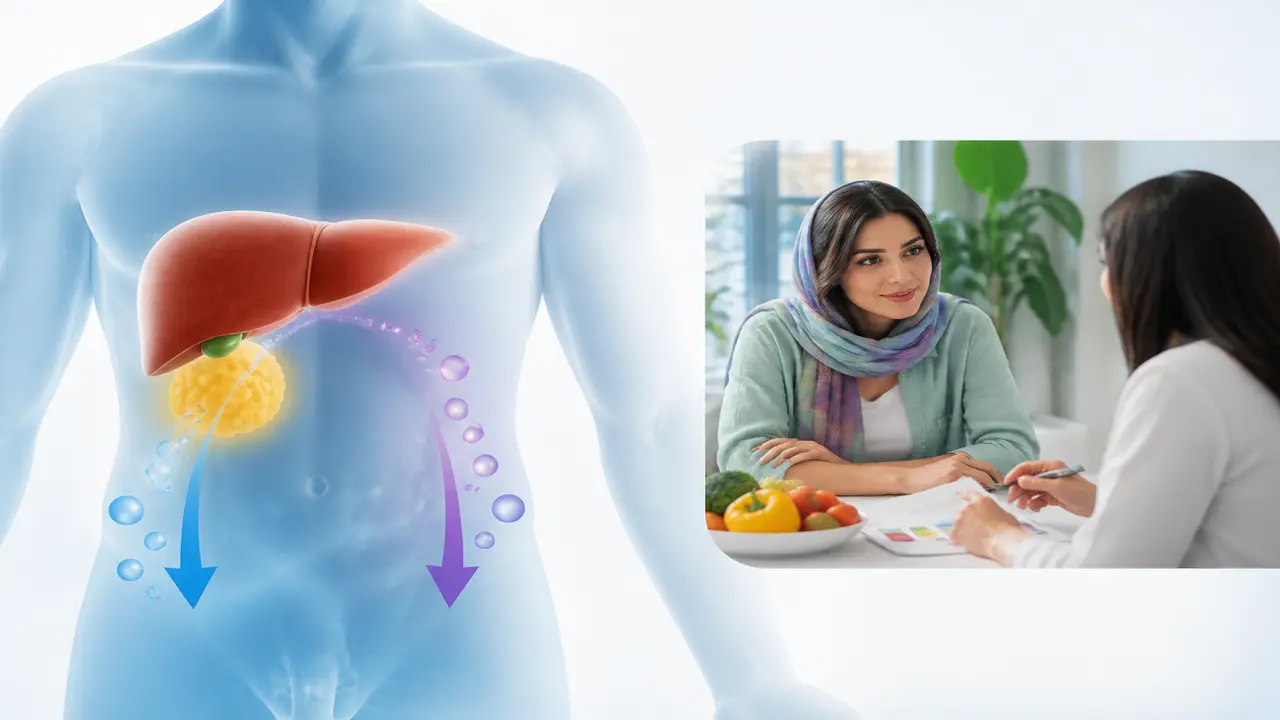 نمای شماتیک از تبدیل چربی به کتون در بدن در رژیم کتو