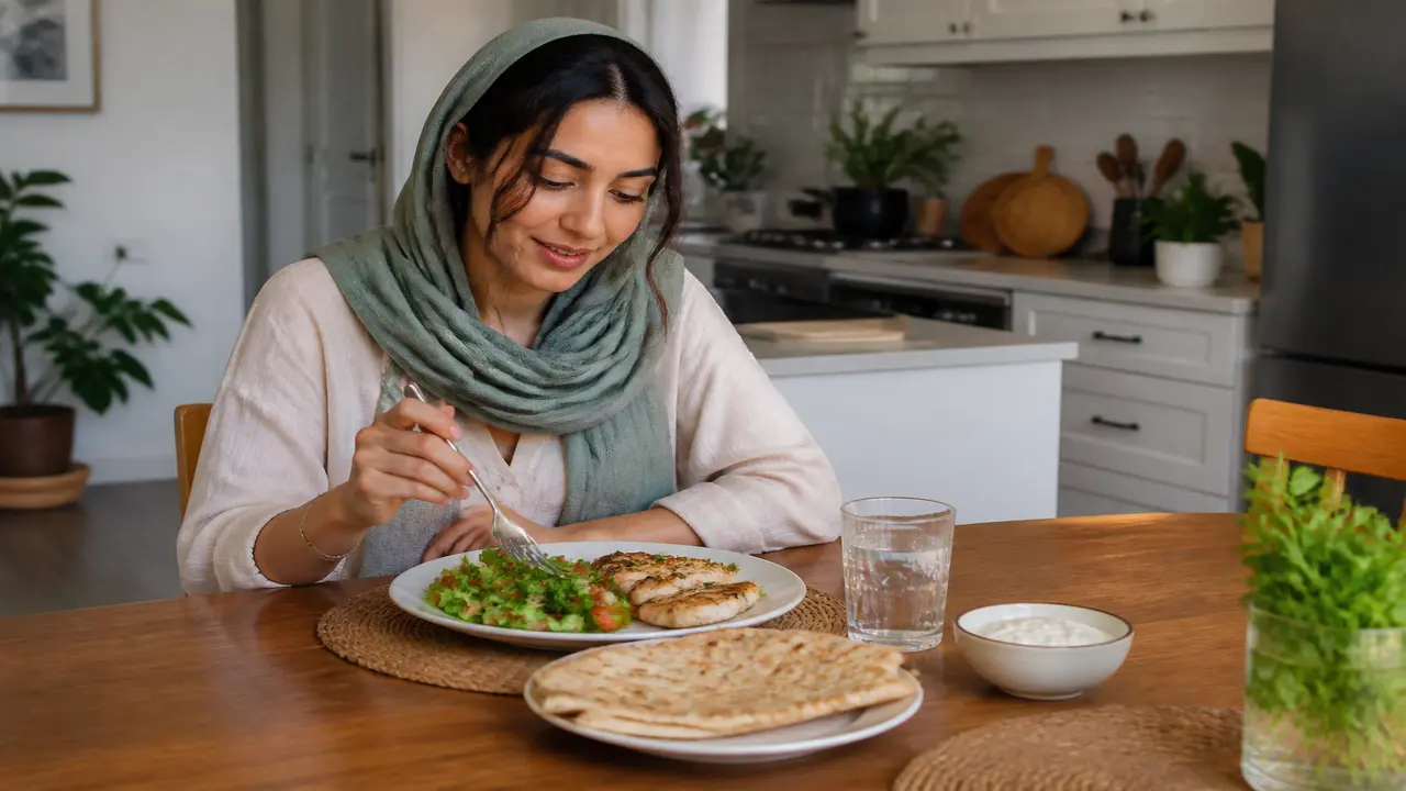 بشقاب غذای ایرانی کم‌کربوهیدرات برای قند خون بالا
