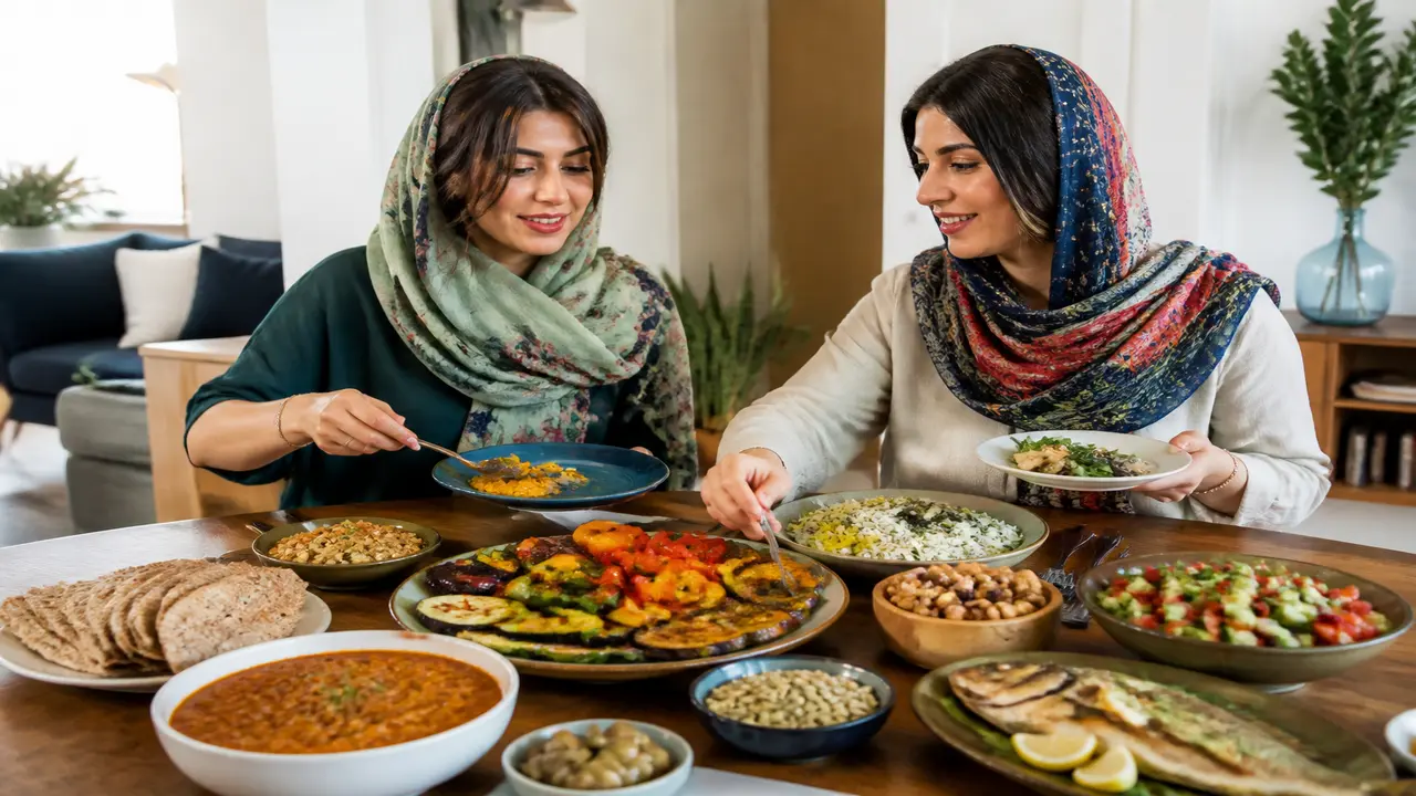 تصویر سفره الهامگرفته از رژیم مدیترانهای برای تخمدان پلیکیستیک