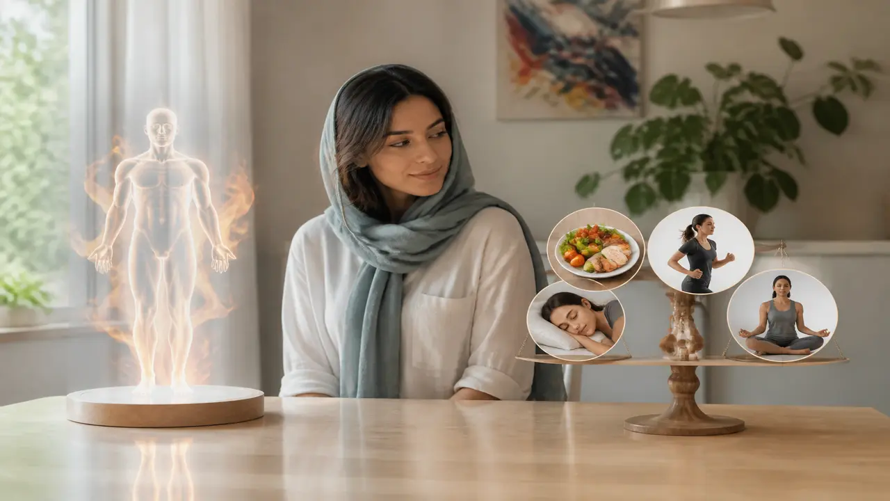مقایسه تصویری بین تعادل انرژی و ترموژنز برای کاهش وزن
