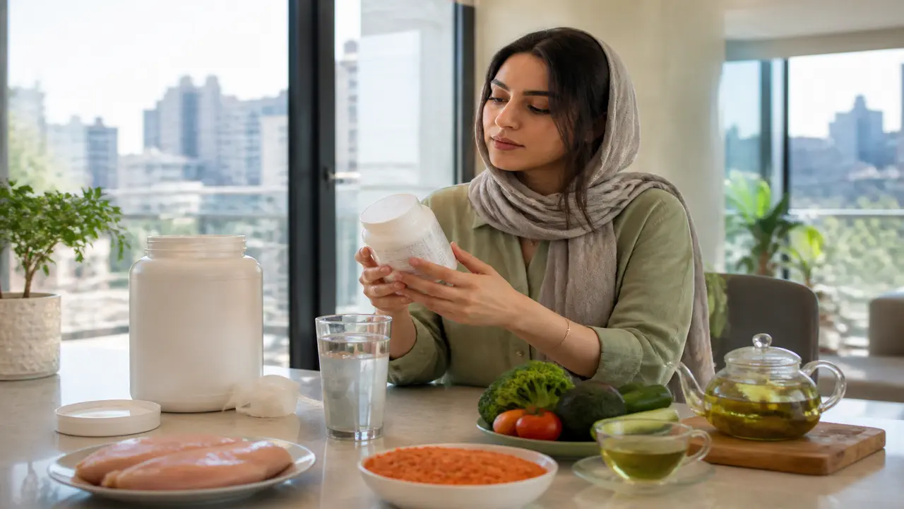 نمونهای از مکملهای پروتئین، فیبر و چای سبز برای کمک به رژیم لاغری