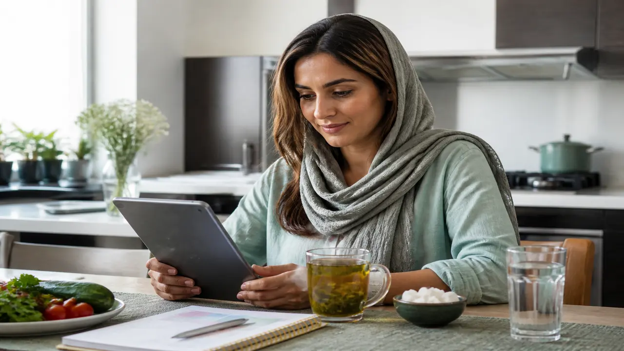 توضیح نقش دمنوش در کاهش اشتها روی میز آشپزخانه